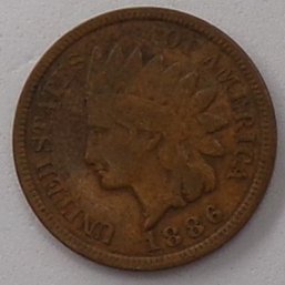Scarce 1886 Indian Head Cent VF-20 (Full Liberty)