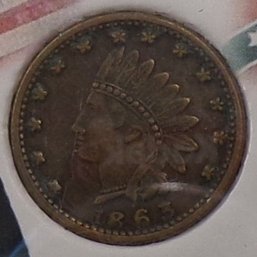 Beautiful 1863 'Bugles & Drums' Civil War Token