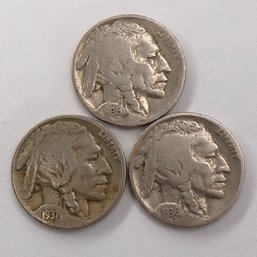 (3) Buffalo Nickels
