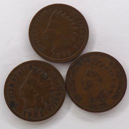(3) Indian Head Cents 1905, 1906, 1907