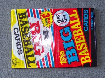 Two Unopened Topps Wax Packs Big Baseball Cards 1-1988 3rd Series & 1-1990 2nd Series