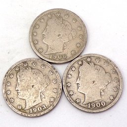(3) Liberty Head V Nickels 1900, 1903 & 1906