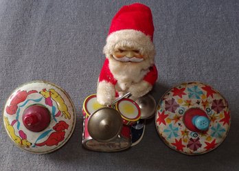 Vintage Metal Toys & Drumming Santa Clause