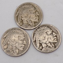 (3) Buffalo Nickels 1925, 1935-S & 1936