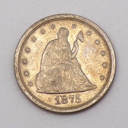 RARE (HIGH GRADE) & Beautiful 1875-S Twenty-Cent Piece AU/BU Full Of Luster, A Stunning Coin
