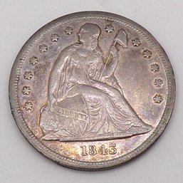 RARE & Beautiful 1843 Seated Liberty Silver Dollar (LOW Mintage 165,100) XF/AU