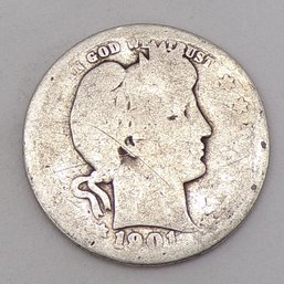 1901 Barber Silver Quarter Dollar