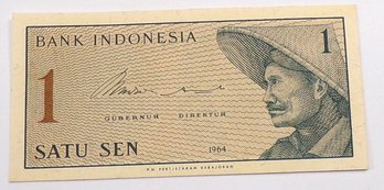 1964 Bank Of Indonesia 1 Satu Sen Banknote GEM Crisp Uncirculated