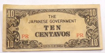 WWII 1942-1945 Japanese Government-10 Centavos 'Philippines'