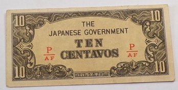 WWII 1942-1945 Japanese Government-10 Centavos 'Philippines'