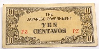 WWII 1942-1945 Japanese Government-10 Centavos 'Philippines'