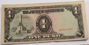 1942 Japanese Occupation Invasion Currency - One Peso