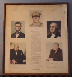 Large Framed Print (General MacArthur's Credo) There Is NO Glass, We Can Ship This Without The Frame