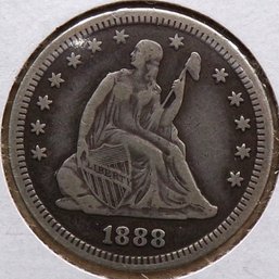 Beautiful 1888-S Seated Liberty Silver Quarter Dollar (XF/About Uncirculated)