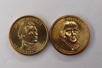 (2 BU Presidential $1), 2008-P Monroe & 2007-P Jefferson