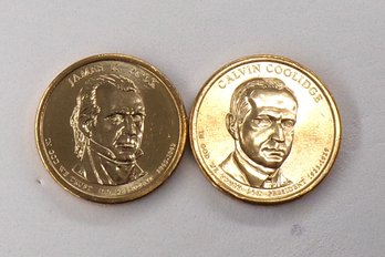 (2 BU Presidential $1), 2014-P Coolidge & 2009-P Polk