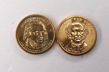 (2 Gem BU Presidential $1), 2008-D Van Buren & 2007-D Madison