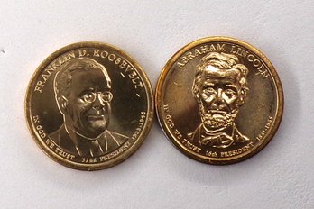 (2 Gem BU Presidential $1), 2010-D Lincoln & 2014-D F.D. Roosevelt