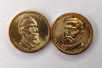 (2 Gem BU Presidential $1), 2012-D B. Harrison & 2011-P J.A. Garfield
