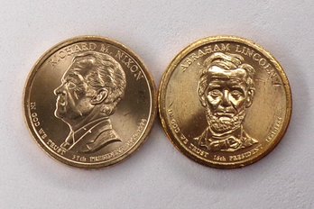 (2 Gem BU Presidential $1), 2016-P Nixon & 2010-P Lincoln