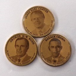 (3 Gem BU Presidential $1) Obama, Carter & G.H.W. Bush (S. P. Printed)