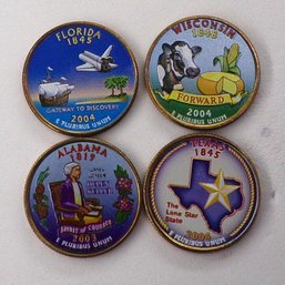(4 Gem BU State Quarters) Wisconsin, Texas, Alabama & Florida (S. P. Printed)