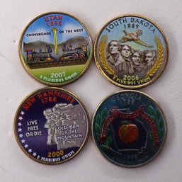 (4 Gem BU State Quarters) Georgia, New Hampshire, Utah & S. Dakota (S. P. Printed)