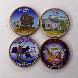 (4 Gem BU State Quarters) Iowa, Massachusetts, Kansas & Tennessee (S. P. Printed)