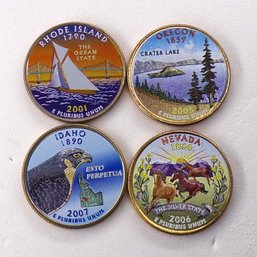 (4 Gem BU State Quarters) Idaho, Nevada, Oregon & Rhode Island (S. P. Printed)