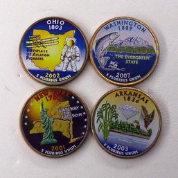 (4 Gem BU State Quarters) Ohio, Washington, Arkansas & New York (S. P. Printed)