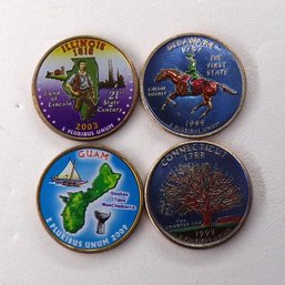 (4 Gem BU State Quarters) Illinois, Delaware, Connecticut & Guam (S. P. Printed)