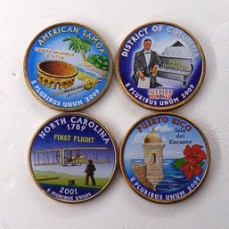 (4 Gem BU State Quarters) N. Carolina, A. Samoa, Puerto Rico & D.C (S. P. Printed)