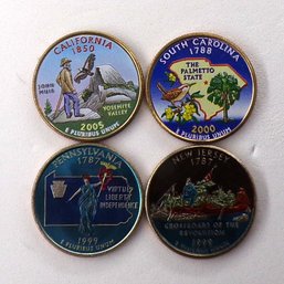 (4 Gem BU State Quarters) N. Jersey, S. Carolina, PA & California (S. P. Printed)