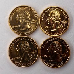 4 Gem BU '24K Gold Plated' State Quarters