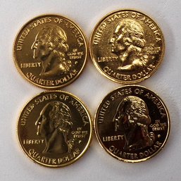 4 Gem BU '24K Gold Plated' State Quarters