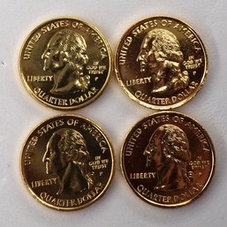 4 Gem BU '24K Gold Plated' State Quarters