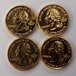 4 Gem BU '24K Gold Plated' State Quarters