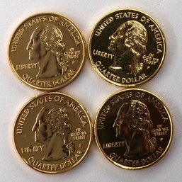 4 Gem BU '24K Gold Plated' State Quarters