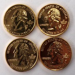 4 Gem BU '24K Gold Plated' State Quarters