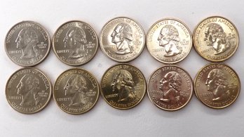 10 Gem BU State Quarters $2.50 Face Value