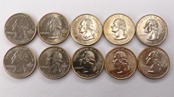 10 Gem BU State Quarters $2.50 Face Value