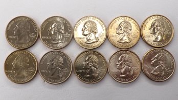 10 Gem BU State Quarters $2.50 Face Value