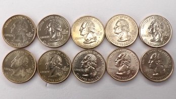 10 Gem BU State Quarters $2.50 Face Value