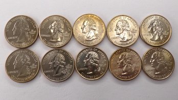 10 Gem BU State Quarters $2.50 Face Value