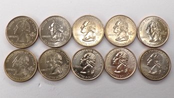 10 Gem BU State Quarters $2.50 Face Value