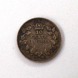 Beautiful 1914 Canada Silver Dime (10 Cents) Closely Uncirculated