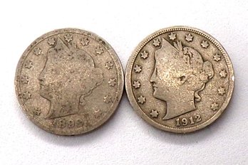 (2) Liberty Head V Nickels 1899 & 1912 (Some Liberty)