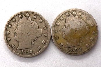 (2) Liberty Head V Nickels 1899 & 1912 (Some Liberty)