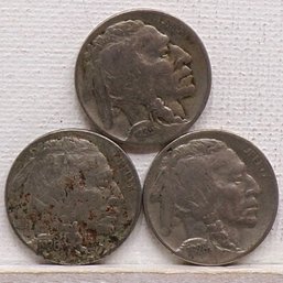 (3) Buffalo Nickels 1928, 1935-D & 1936