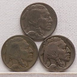 (3) Buffalo Nickels 1928-S, 1936 & 1937-D